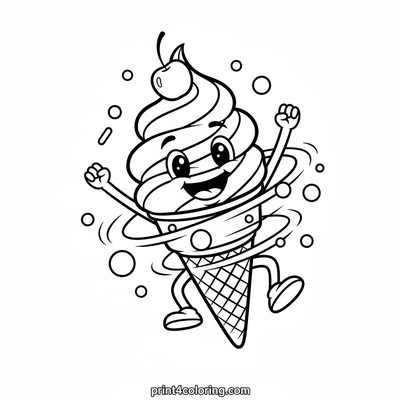 Sweet Swirl Smile Ice Cream Adventure - free printable coloring page