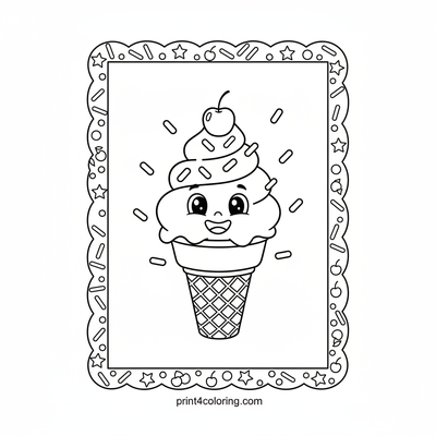 Sweet Smiling Swirl Ice Cream Adventure - free printable coloring page