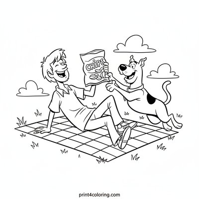 Snack Time Shenanigans with Shaggy & Scooby - free printable coloring page