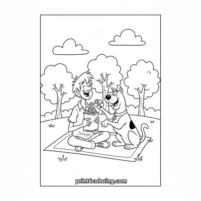 Picnic Fun with Shaggy and Scooby - free printable coloring page