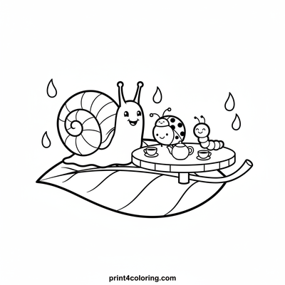 Snail's Delightful Garden Tea Party - free printable coloring page