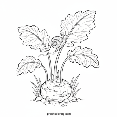 Snail's Kohlrabi Garden Adventure - free printable coloring page