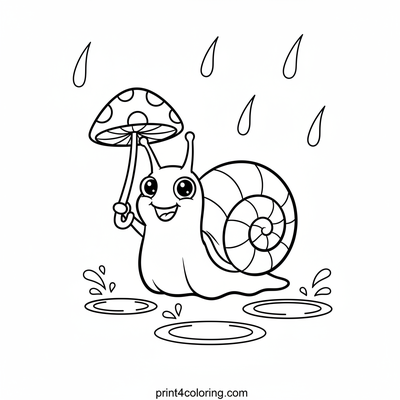Snail's Mushroom Umbrella Walk - free printable coloring page