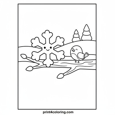 Cozy Snowflake Friend - free printable coloring page