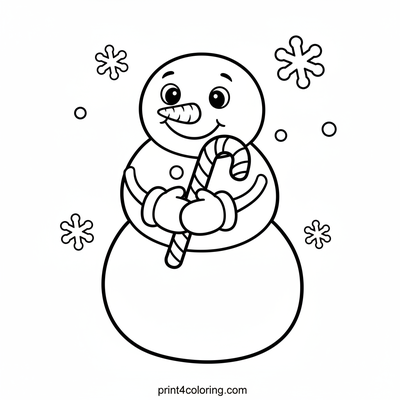 Snowman's Sweet Candy Cane Surprise! - free printable coloring page