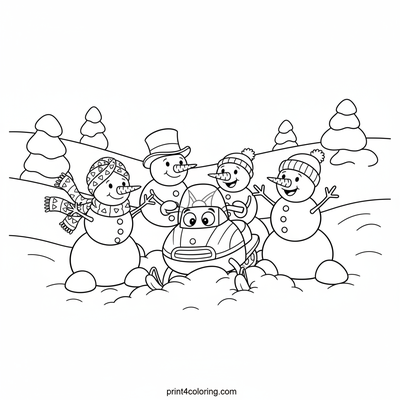 Snowmen's Snowy Shenanigans Rescue - free printable coloring page