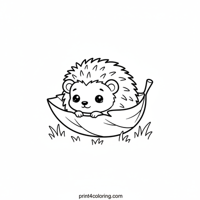 Snuggly Hedgehog's Cozy Leaf Nap - free printable coloring page