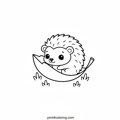 Cozy Hedgehog Nap in a Leaf - free printable coloring page