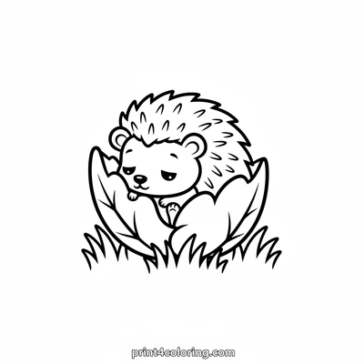 Tiny Hedgehog's Autumn Nap - free printable coloring page