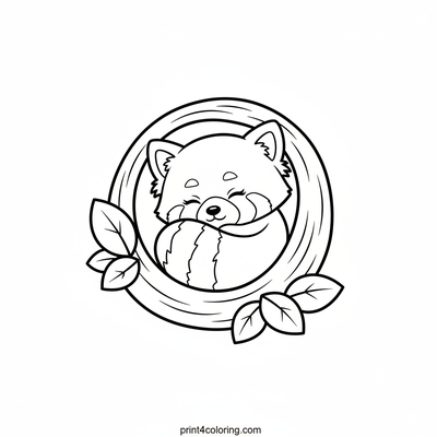 Snuggly Sleepy Red Panda Cub - free printable coloring page