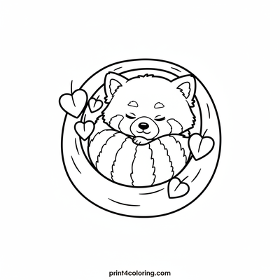 Sweet Dreams Red Panda Baby - free printable coloring page
