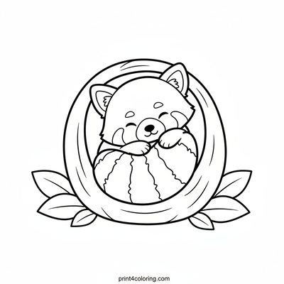 Snuggly Red Panda Nap Time - free printable coloring page