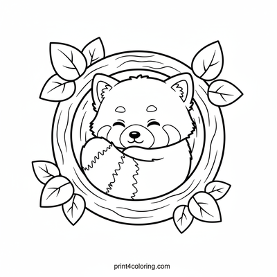 Sweet Dreams Baby Red Panda - free printable coloring page