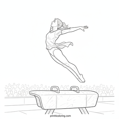 Graceful Vault: Gymnast's Mid-Air Arch - free printable coloring page