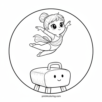 Graceful Gymnast's Mid-Air Vault - free printable coloring page