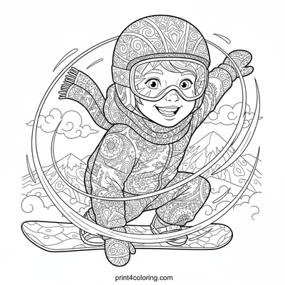Epic Mid-Air Snowboard Spin - free printable coloring page
