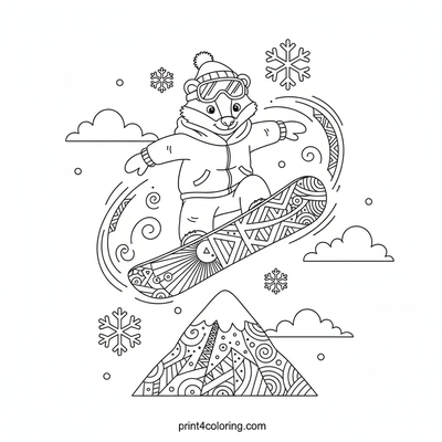 Epic Mid-Air Snowboard Spin - free printable coloring page