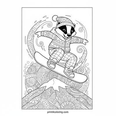 Epic Airtime: The Snowboarder's Daring 360 Spin - free printable coloring page