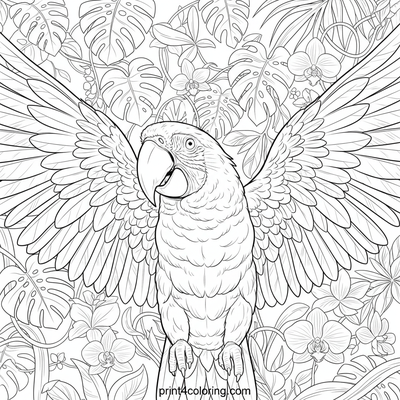 Majestic Macaw: Rainforest Flight - free printable coloring page
