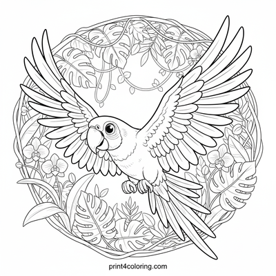 Majestic Macaw Flight: Rainforest Canopy Soar - free printable coloring page
