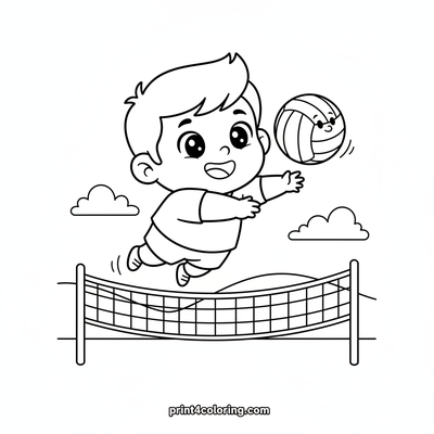 Volleyball Star's Epic Spike! - free printable coloring page
