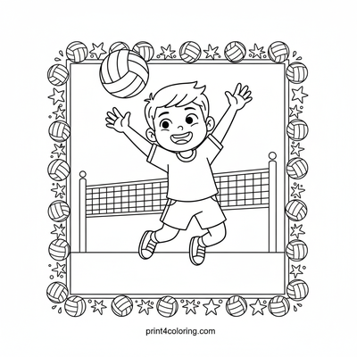 Volleyball Star's Mighty Spike! - free printable coloring page