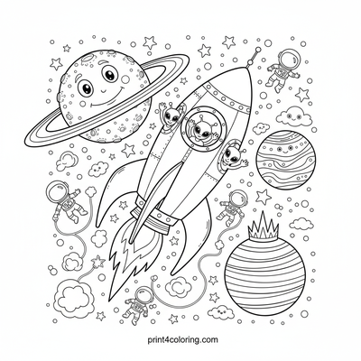 Space coloring pages preview