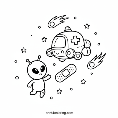 Galactic First Aid Rescue! - free printable coloring page