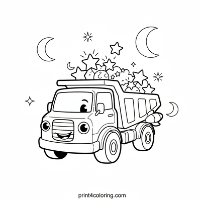 Cosmic Cargo Dump Truck Adventure - free printable coloring page