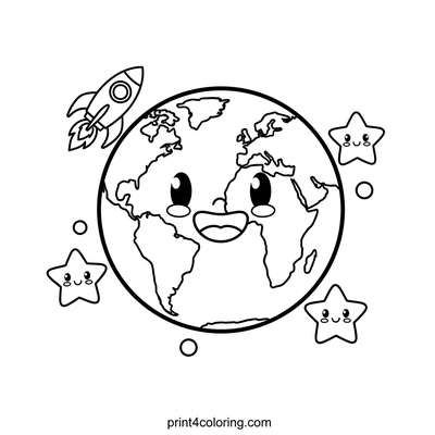 Happy Earth's Orbiting Space Friends - free printable coloring page