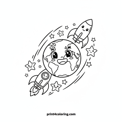 Our Friendly Earth and Space Pals - free printable coloring page