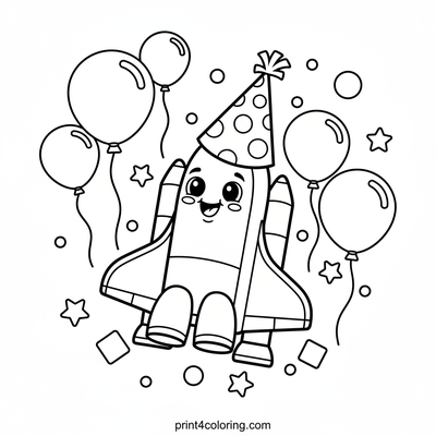 The Space Shuttle's Silly Hat Celebration - free printable coloring page