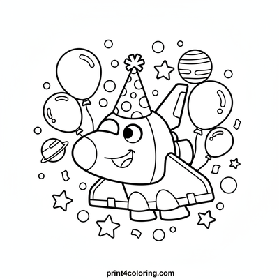 Whimsical Space Shuttle Party! - free printable coloring page