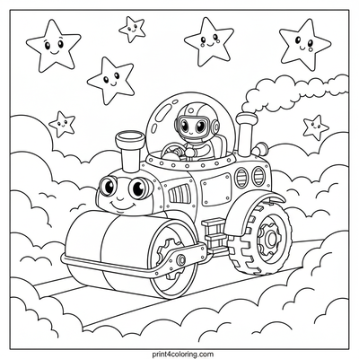Puffball Planet Explorer: The Stellar Steamroller - free printable coloring page