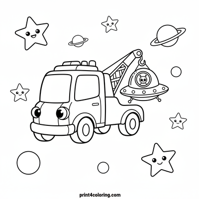 Starry Space Tow Rescue! - free printable coloring page