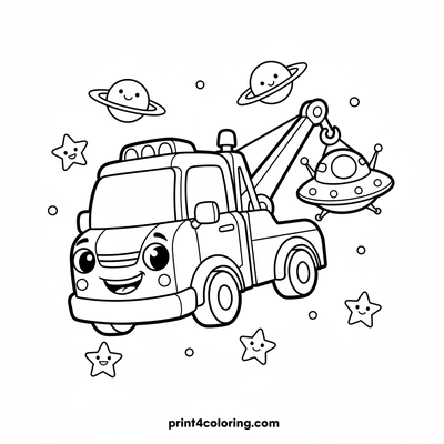 Galactic Tow: A Stellar Rescue! - free printable coloring page
