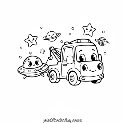 Galactic Hitchhiker Rescue - free printable coloring page