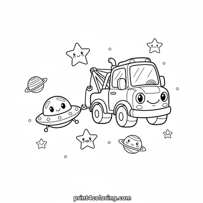 Galactic Tow Truck Rescue - free printable coloring page