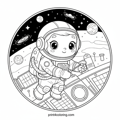 Cosmic Craftsman: ISS Spacewalk Adventure - free printable coloring page