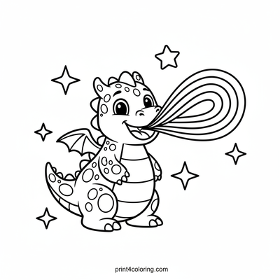 Sparkle Dragon's Rainbow Fun - free printable coloring page