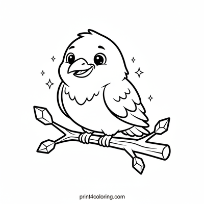 The Sparkling Raven's Crystal Perch - free printable coloring page