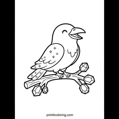 Enchanting Sparkle Raven on a Rainbow Crystal Branch