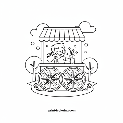 Sparkle Lemonade Stand Fun - free printable coloring page