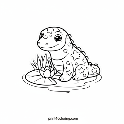 Sparkle Scale Komodo's Magical Pond - free printable coloring page