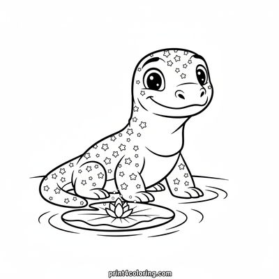 Sparkle Scale Komodo's Magical Pond - free printable coloring page