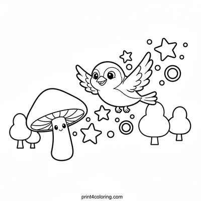 Sparkle-Winged Sparrow's Magical Flight - free printable coloring page