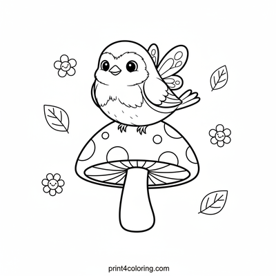 Sparklewing Robin's Magical Mushroom - free printable coloring page