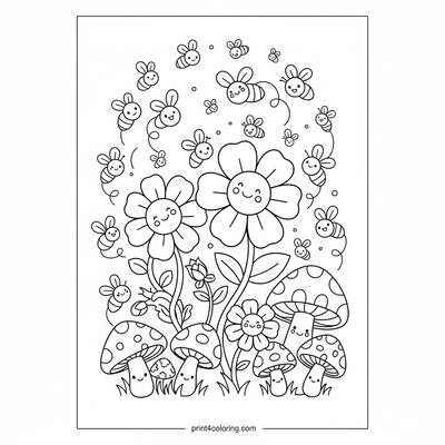 Enchanted Firefly Jungle Dance - free printable coloring page