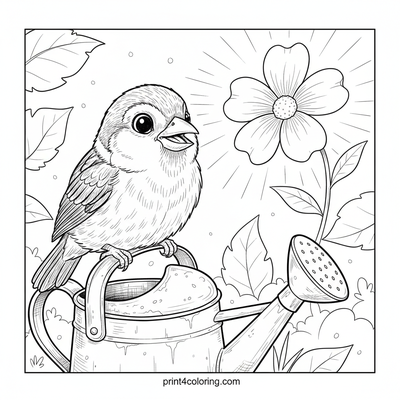 Sparrow's Luminous Garden Secret - free printable coloring page
