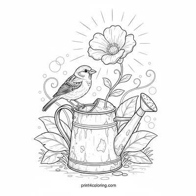 The Sparrow's Luminous Secret Garden - free printable coloring page